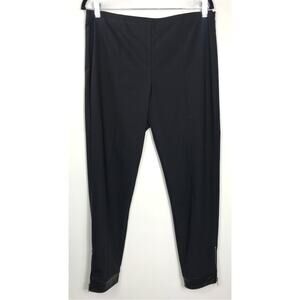 St. John Leather Cuffed Black Trousers Stretch Classic Old Money Sophisticated